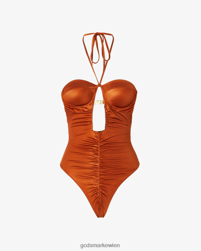 Badeanzug mit Logo-Kette GCDS Frauen Kleidung orange V0XTXR475