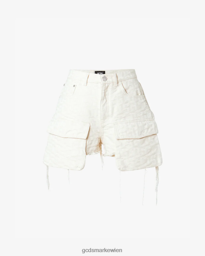 Canvas-Monogramm-Shorts GCDS Frauen Kleidung cremefarben V0XTXR459