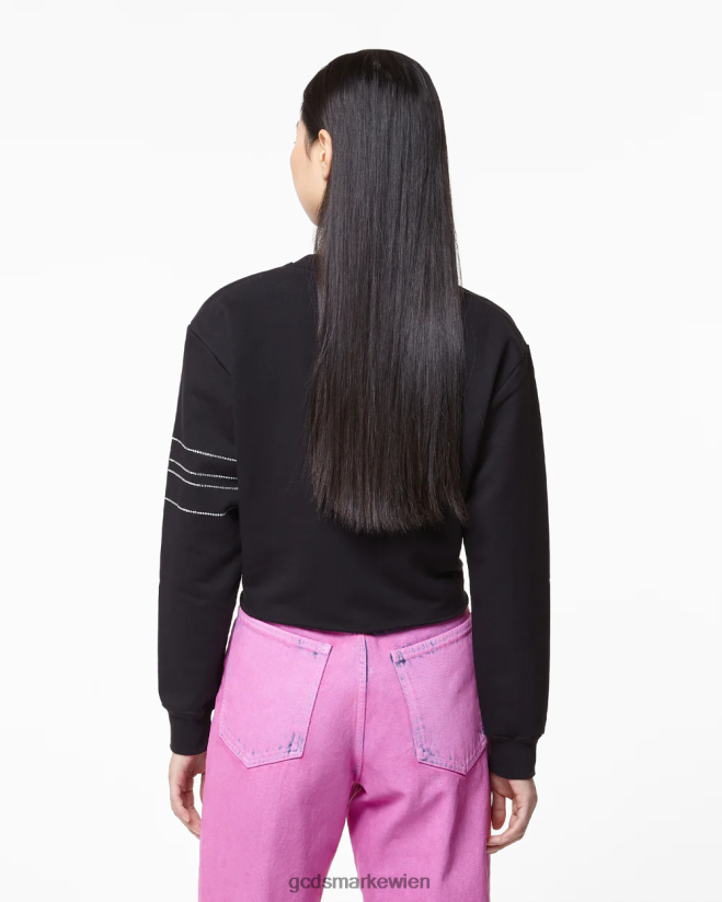 Bling-Jersey-Crop-Sweatshirt GCDS Frauen Kleidung Schwarz V0XTXR341