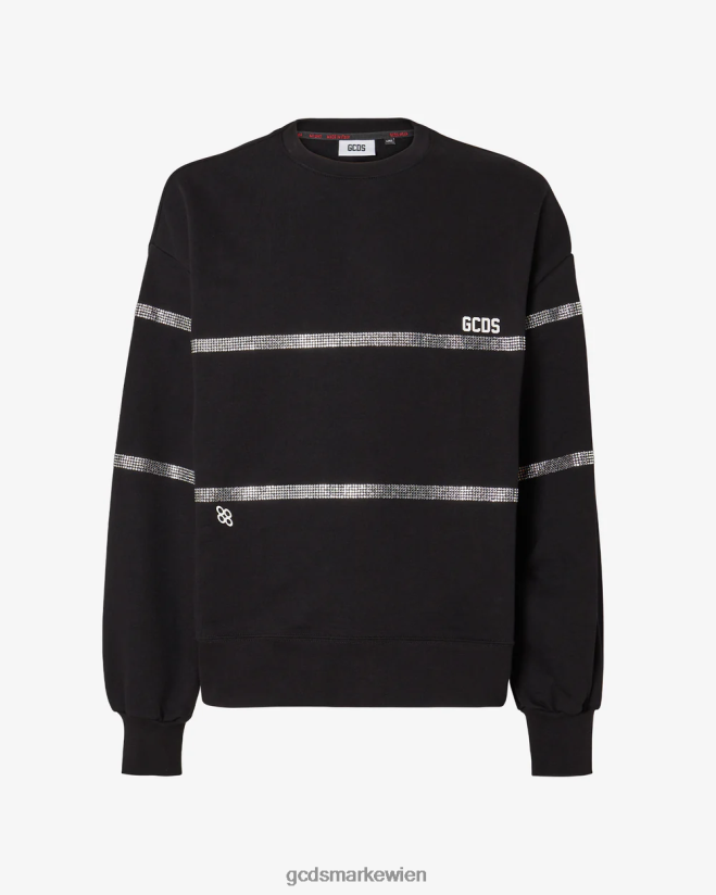 Bling-Rundhalsausschnitt GCDS Frauen Kleidung Schwarz V0XTXR343