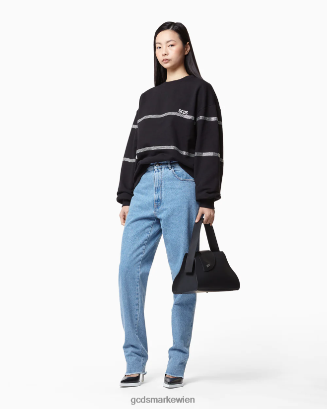 Bling-Rundhalsausschnitt GCDS Frauen Kleidung Schwarz V0XTXR343