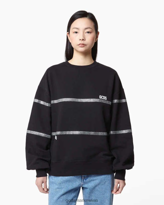 Bling-Rundhalsausschnitt GCDS Frauen Kleidung Schwarz V0XTXR343