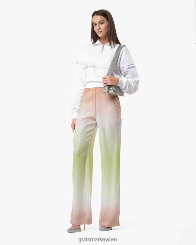 Bling-Sweatshirt mit halbem Reißverschluss GCDS Frauen Kleidung Weiß V0XTXR344