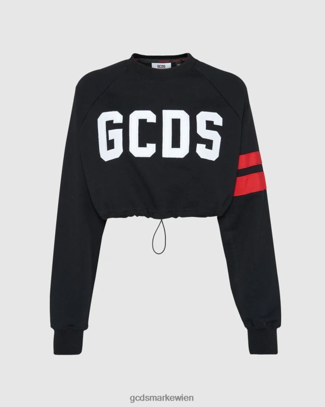Crop-Rundhalsausschnitt mit Logo GCDS Frauen Kleidung Schwarz V0XTXR561