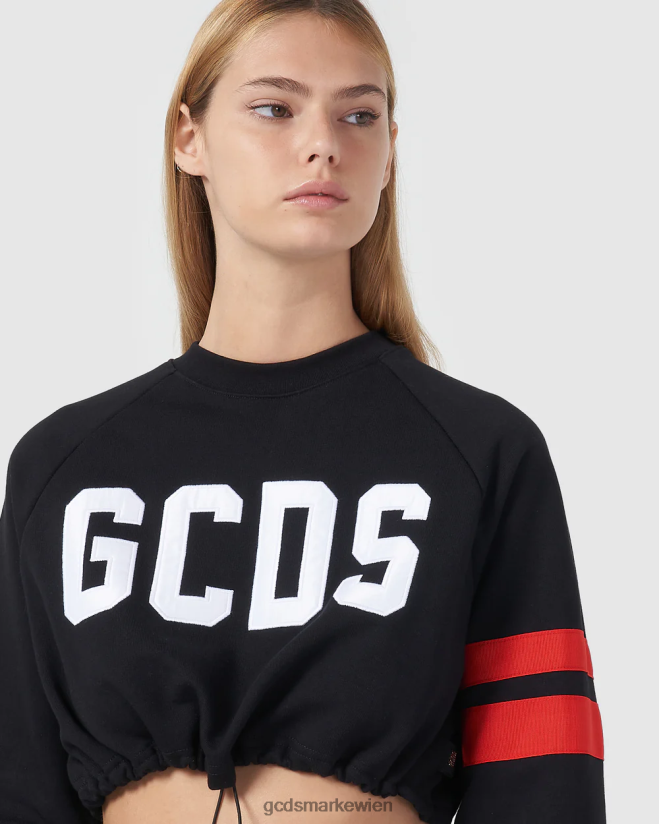 Crop-Rundhalsausschnitt mit Logo GCDS Frauen Kleidung Schwarz V0XTXR561