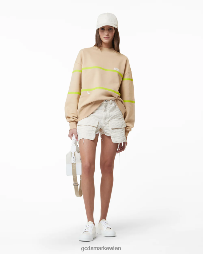Logo-Pullover mit niedrigem Band GCDS Frauen Kleidung Beige V0XTXR351