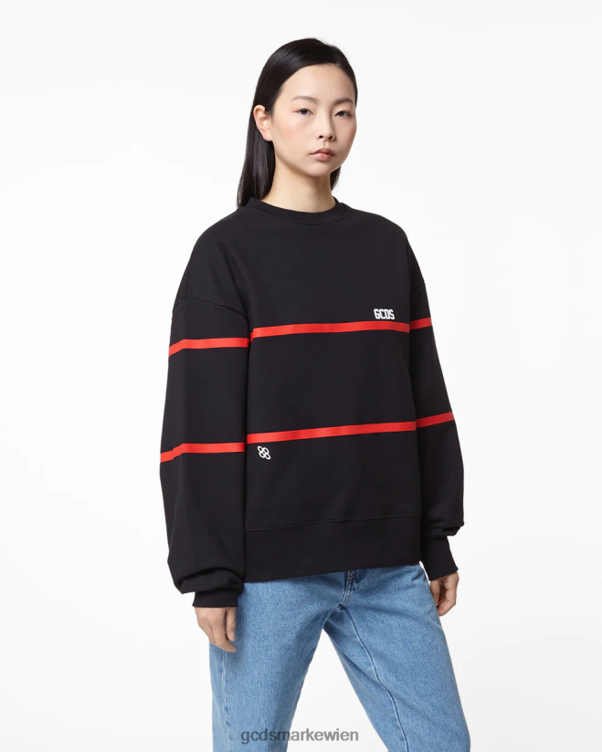 Logo-Pullover mit niedrigem Band GCDS Frauen Kleidung Schwarz V0XTXR352