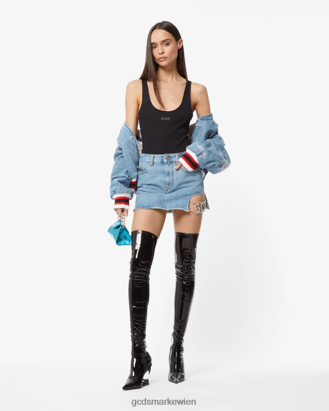 Bling-Jeansrock GCDS Frauen Kleidung neues hellblau V0XTXR432