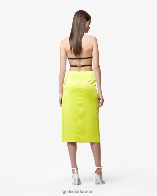 Bling glänzender langer Rock GCDS Frauen Kleidung gelbes Fluo V0XTXR428