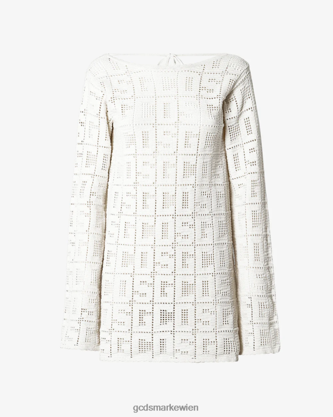 Makramee-Kleid mit Monogramm GCDS Frauen Kleidung cremefarben V0XTXR410