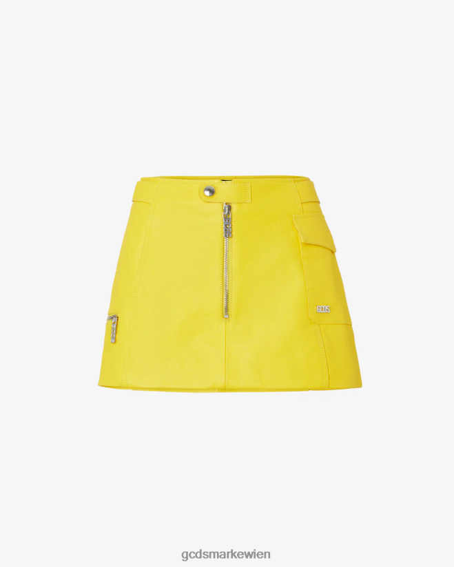 Minirock aus SpongeBob-Leder GCDS Frauen Kleidung Gelb V0XTXR431