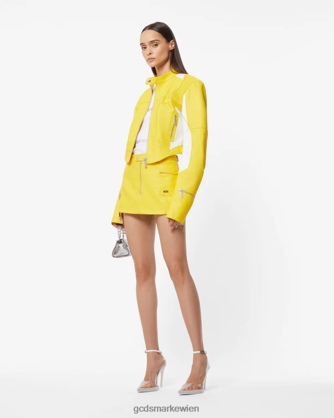Minirock aus SpongeBob-Leder GCDS Frauen Kleidung Gelb V0XTXR431