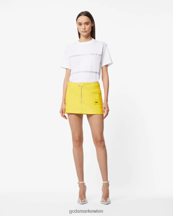 Minirock aus SpongeBob-Leder GCDS Frauen Kleidung Gelb V0XTXR431