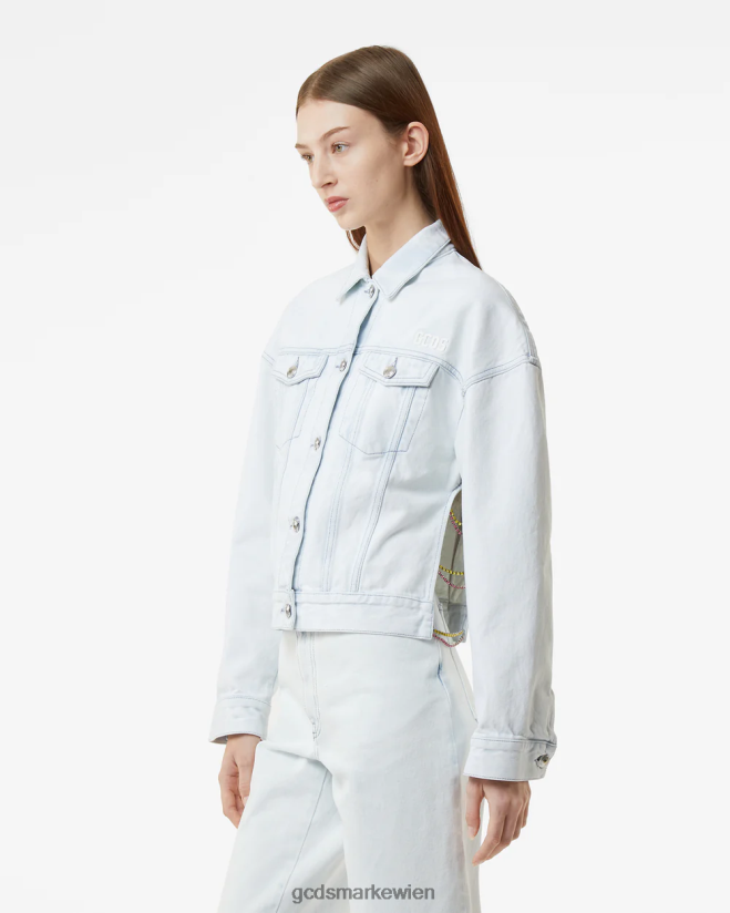 Bling-Jeansjacke GCDS Frauen Kleidung cremefarben V0XTXR320