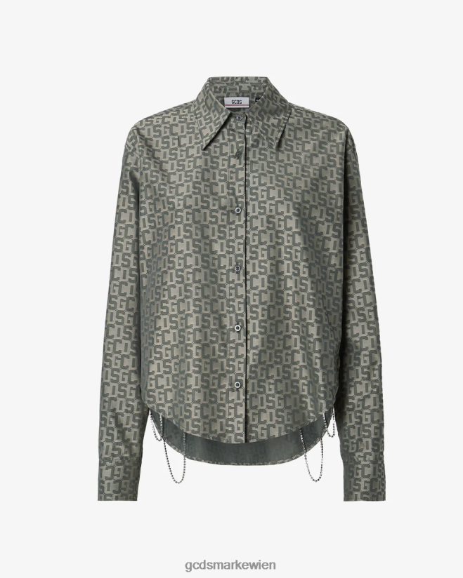 Bling-Monogramm-Overshirt GCDS Frauen Kleidung Militärgrün V0XTXR318