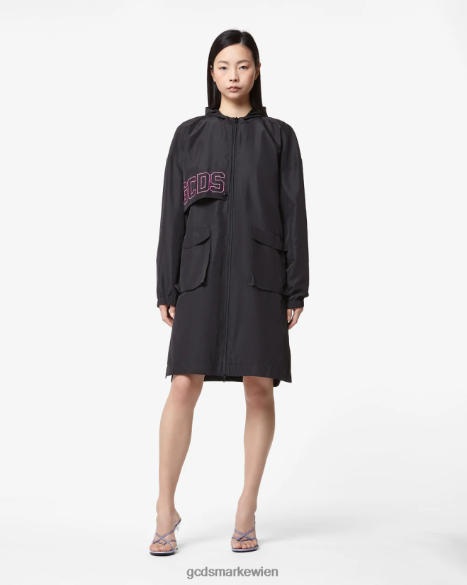 Herzförmiger langer Parka GCDS Frauen Kleidung Schwarz V0XTXR321