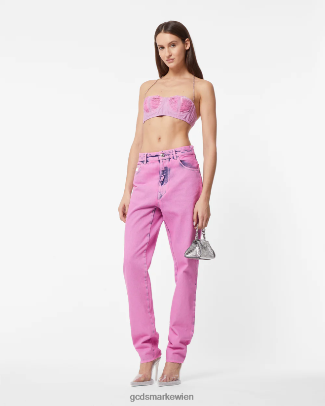 Gerippter Jeans-BH GCDS Frauen Kleidung Rosa V0XTXR375
