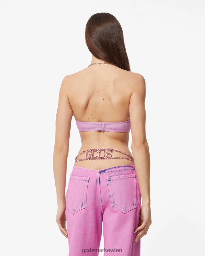 Gerippter Jeans-BH GCDS Frauen Kleidung Rosa V0XTXR375