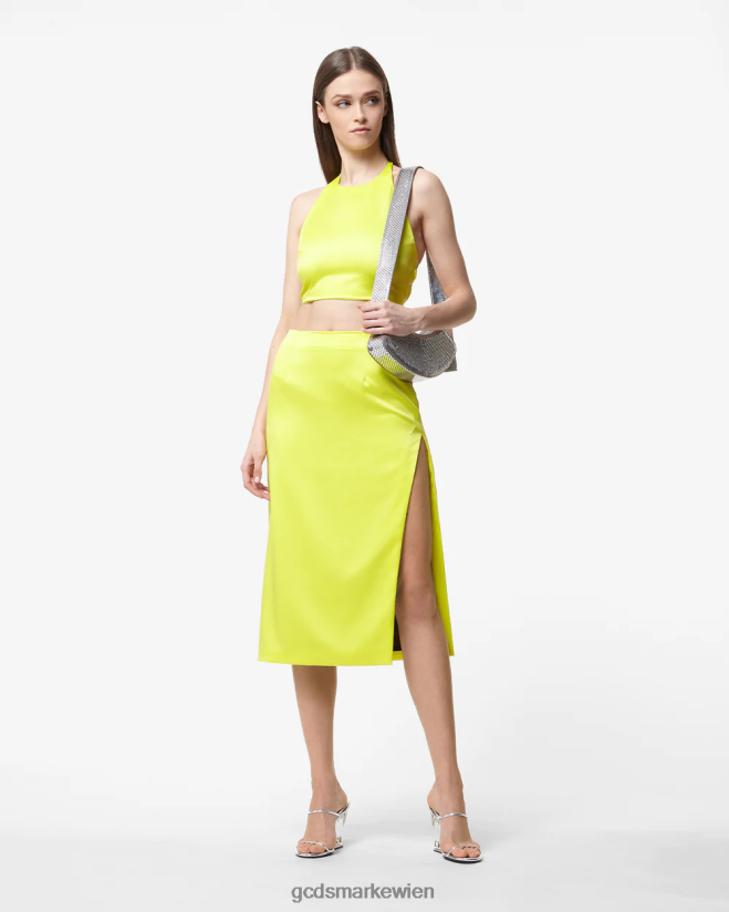 glitzerndes, glänzendes Oberteil GCDS Frauen Kleidung gelbes Fluo V0XTXR372