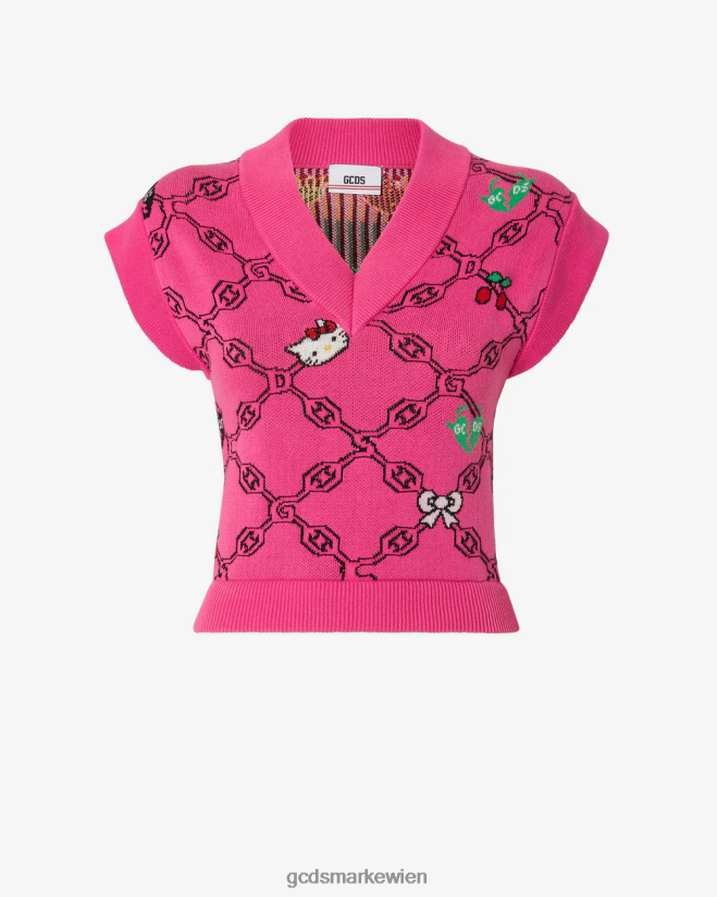 Hallo Kitty Jacquard-Weste GCDS Frauen Kleidung Fuchsie V0XTXR334