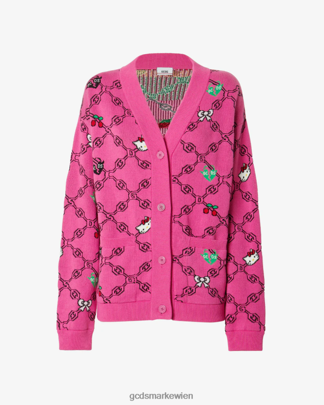 „Hello Kitty“-Jacquard-Cardigan GCDS Frauen Kleidung Fuchsie V0XTXR336