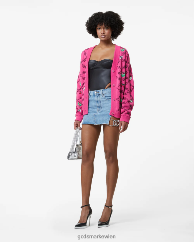 „Hello Kitty“-Jacquard-Cardigan GCDS Frauen Kleidung Fuchsie V0XTXR336