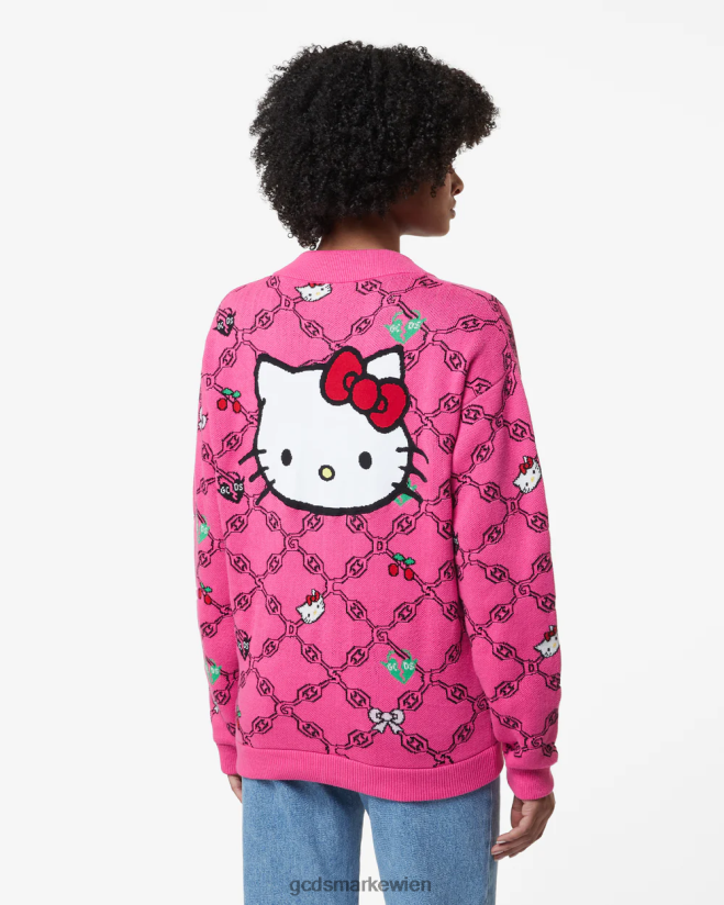 „Hello Kitty“-Jacquard-Cardigan GCDS Frauen Kleidung Fuchsie V0XTXR336