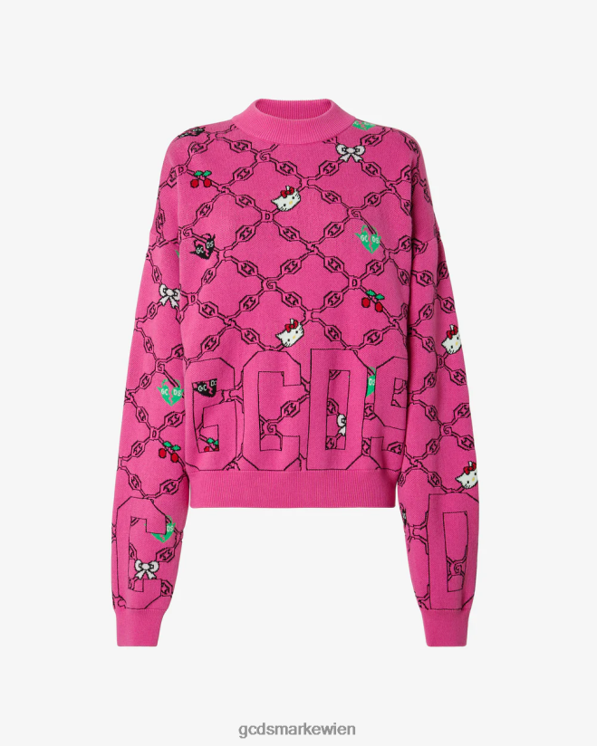 „Hello Kitty“-Jacquardpullover GCDS Frauen Kleidung Fuchsie V0XTXR335