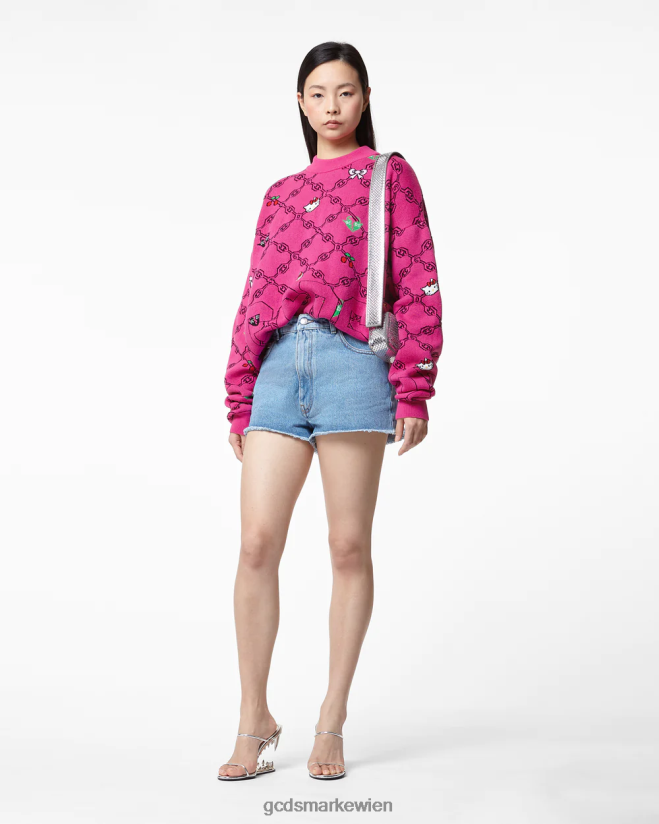 „Hello Kitty“-Jacquardpullover GCDS Frauen Kleidung Fuchsie V0XTXR335