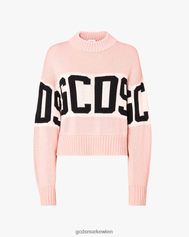 Kastenförmiger Pullover mit Logoband GCDS Frauen Kleidung Rosa V0XTXR338