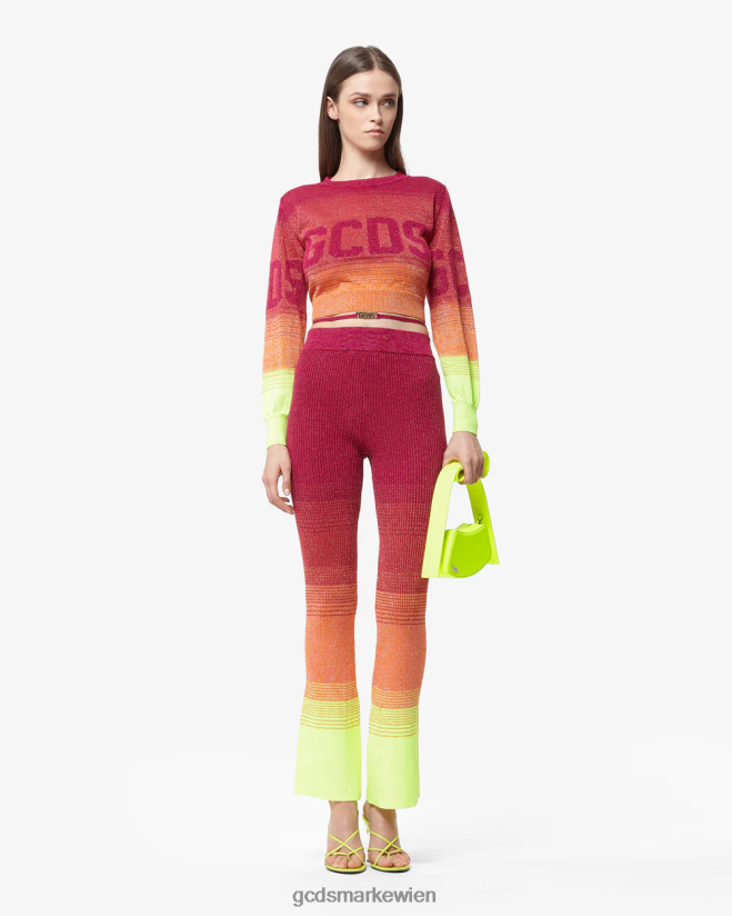 Kurzer Pullover mit Lurex-Degradierung GCDS Frauen Kleidung Fuchsie V0XTXR329