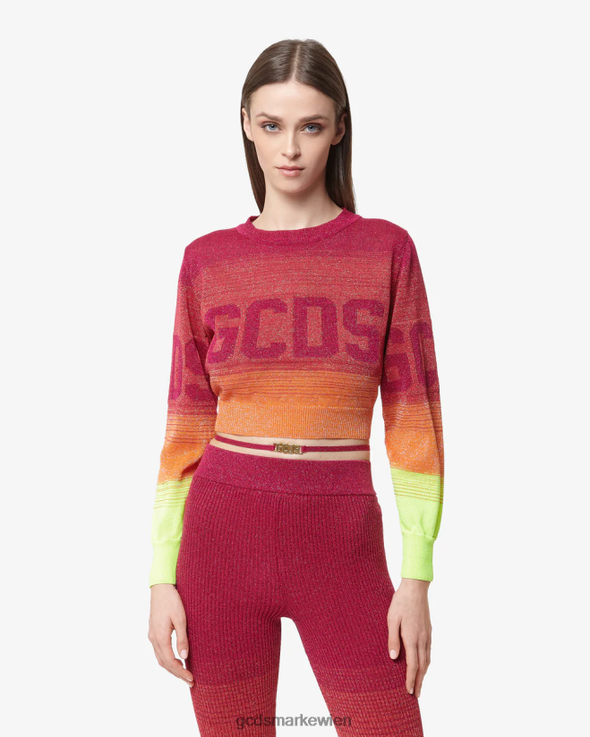 Kurzer Pullover mit Lurex-Degradierung GCDS Frauen Kleidung Fuchsie V0XTXR329