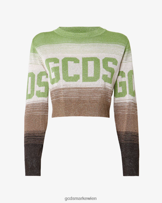 Kurzer Pullover mit Lurex-Degradierung GCDS Frauen Kleidung Militärgrün V0XTXR327