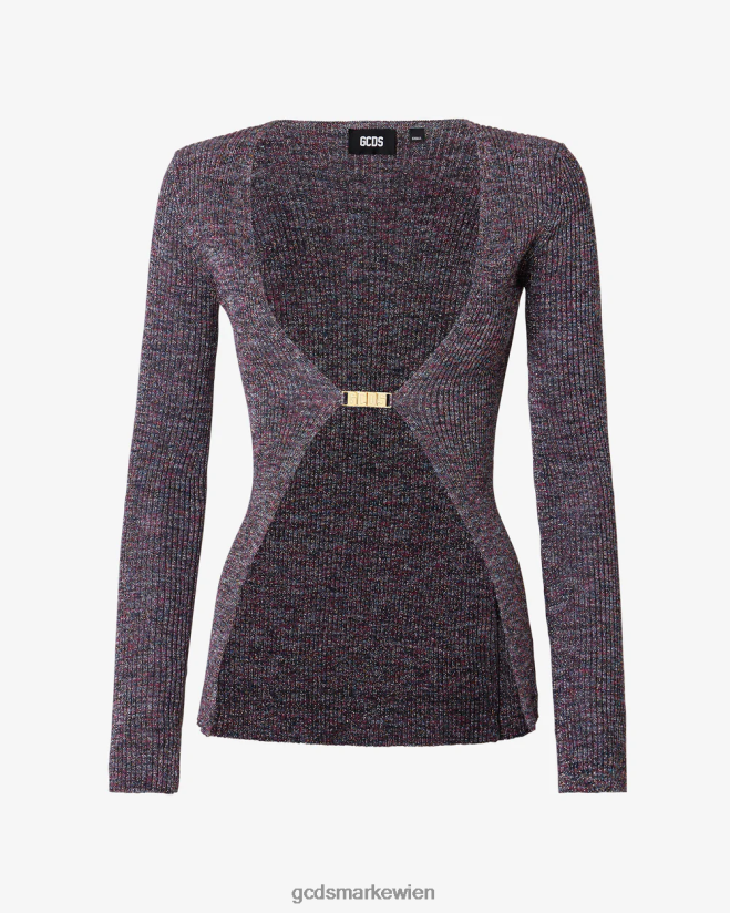 Lurex-Melange-Cardigan mit Logo-Clip GCDS Frauen Kleidung Mehrfarbig V0XTXR337