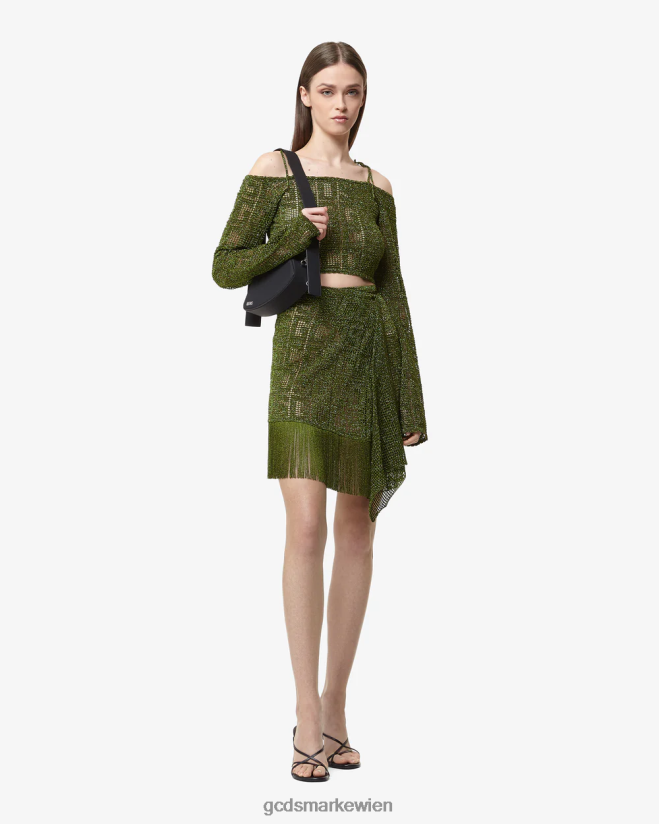 Monogramm-Makramee-Pullover GCDS Frauen Kleidung Militärgrün V0XTXR324