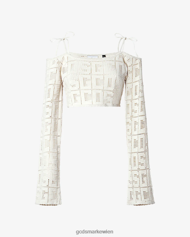 Monogramm-Makramee-Pullover GCDS Frauen Kleidung cremefarben V0XTXR325