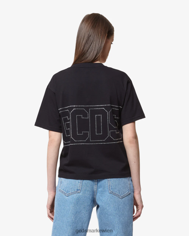Bling-Logo-T-Shirt GCDS Frauen Kleidung Schwarz V0XTXR357