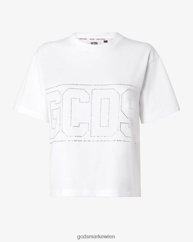 Bling-Logo-T-Shirt GCDS Frauen Kleidung Weiß V0XTXR358