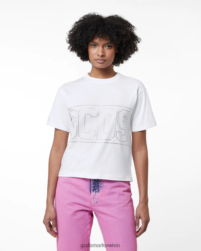 Bling-Logo-T-Shirt GCDS Frauen Kleidung Weiß V0XTXR358
