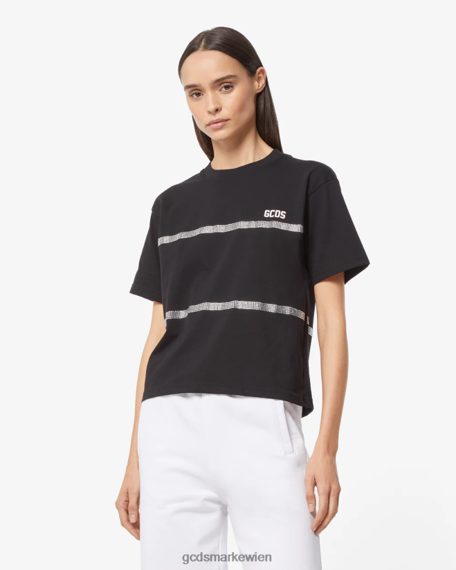 Bling-T-Shirt GCDS Frauen Kleidung Schwarz V0XTXR356
