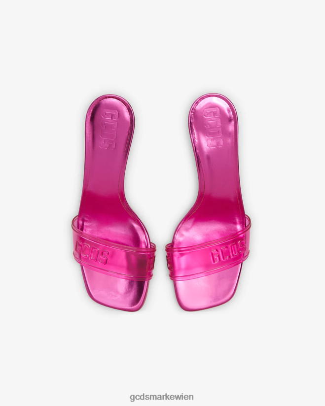 Niedrige Sandalen mit transparentem Logo GCDS Frauen Schuhwerk Fuchsie V0XTXR512