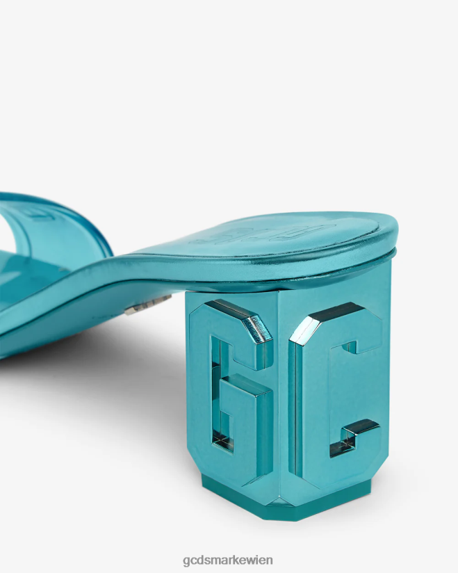 Niedrige Sandalen mit transparentem Logo GCDS Frauen Schuhwerk hellblau V0XTXR514