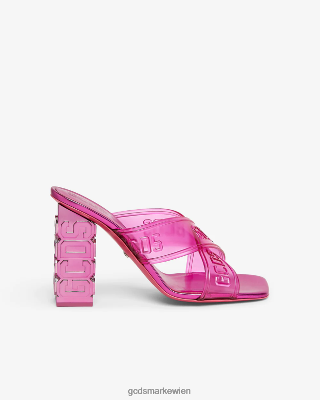 Transparente, überkreuzte, hohe Sandale GCDS Frauen Schuhwerk Fuchsie V0XTXR511