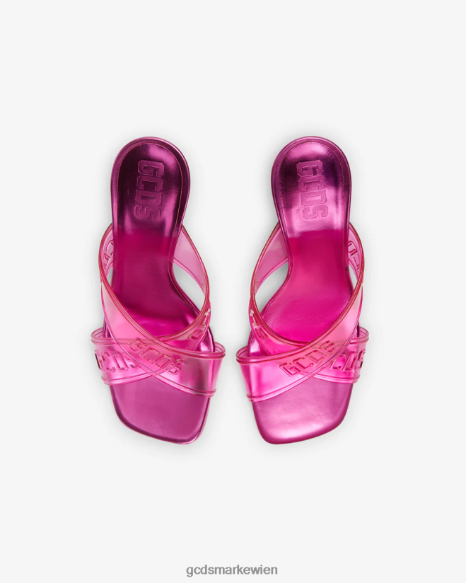 Transparente, überkreuzte, hohe Sandale GCDS Frauen Schuhwerk Fuchsie V0XTXR511
