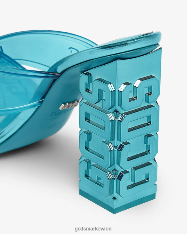 Transparente, überkreuzte, hohe Sandale GCDS Frauen Schuhwerk hellblau V0XTXR513