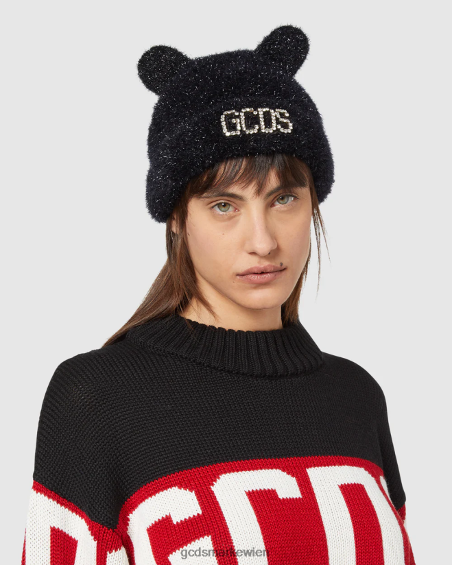 Beanie mit Teddyohren GCDS Frauen Zubehörteil Schwarz V0XTXR544