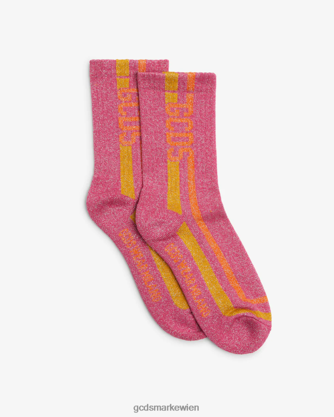 Gestreifte Lurex-Socken GCDS Frauen Zubehörteil Fuchsie V0XTXR547
