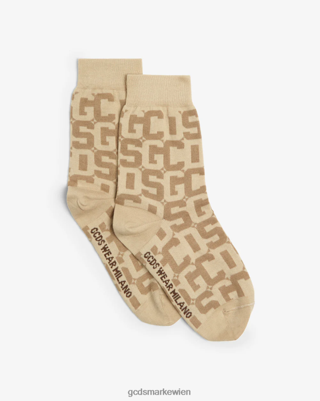 Monogramm-Jacquard-Socken GCDS Frauen Zubehörteil Beige V0XTXR545