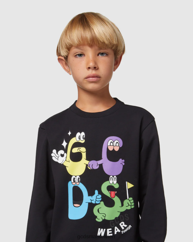 Junior-Monster mit Rundhalsausschnitt GCDS Kinder Kleidung Schwarz V0XTXR668