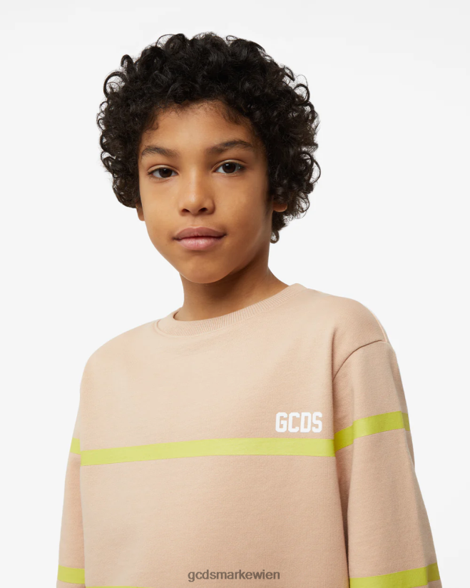 Junior-Rundhalsausschnitt mit niedrigem Logoband GCDS Kinder Kleidung Beige V0XTXR697